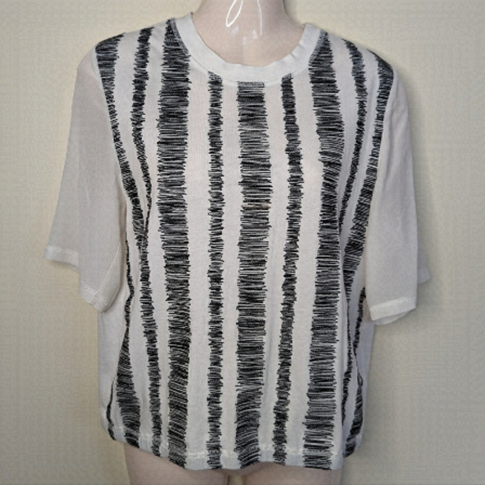 3.1 PHILLIP LIM black zig zag embroidered t-shirt small